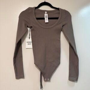 Sunday Best Women's Taupe Long Sleeve Bodysuit